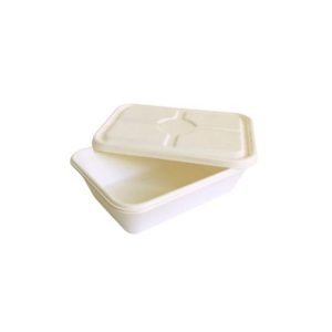 Sugarcane Clamshell Takeaway Box with Lid 850ml Single Comp - 50 Pack