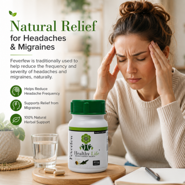 Healthy Life Feverfew Extract 500mg - 60 Caps -Migraine Relief - 3-Pack - Image 4