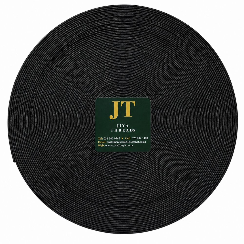 Black Elastic Roll 25mm x 50m - Durable and Flexible