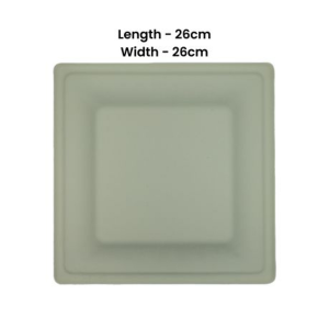 Sugarcane Square Plate Eco-Friendly - 26cm - Pack of 100