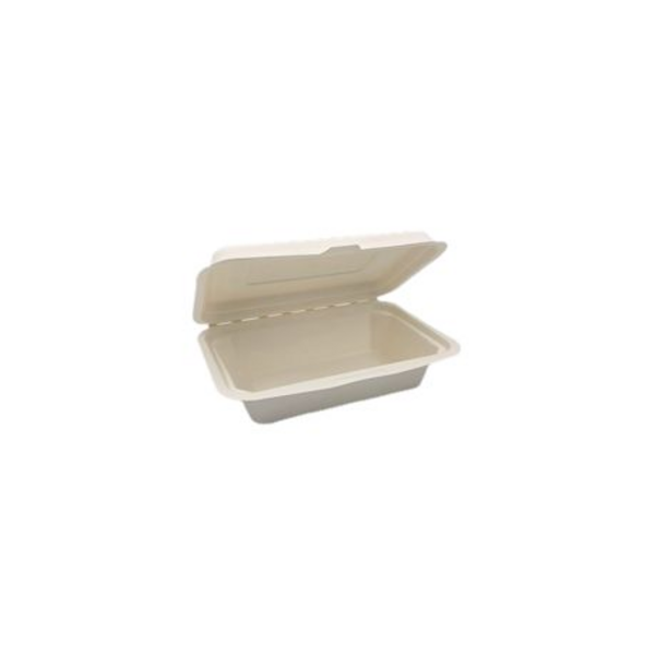 Sugarcane Eco Clamshell Containers 450ml - 50 Pack - Image 2