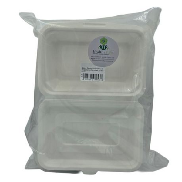 Sugarcane Eco Clamshell Containers 450ml - 50 Pack - Image 7
