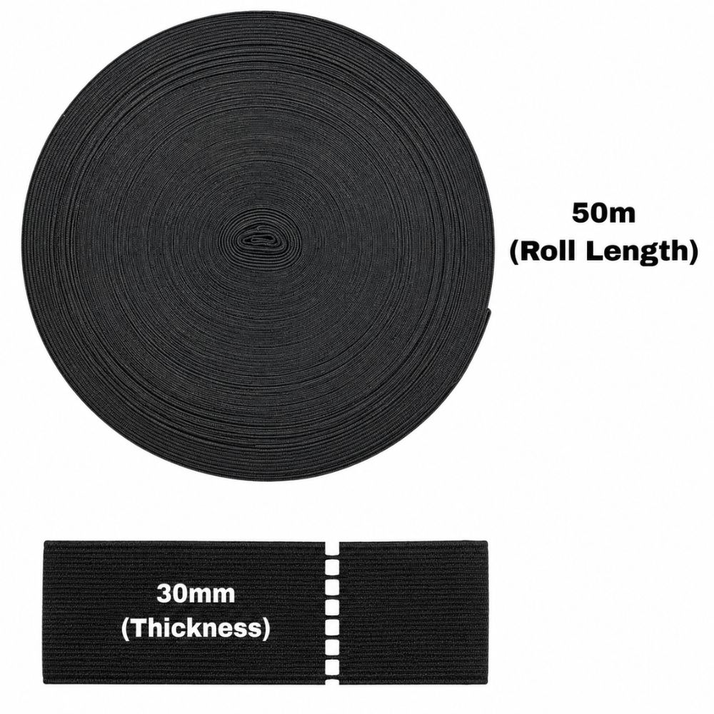 Black Elastic Roll 30mm x 50m - Durable and Flexible - Image 2