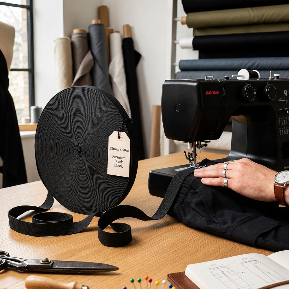 Black Elastic Roll 38mm x 50m - Durable and Flexible - Image 9
