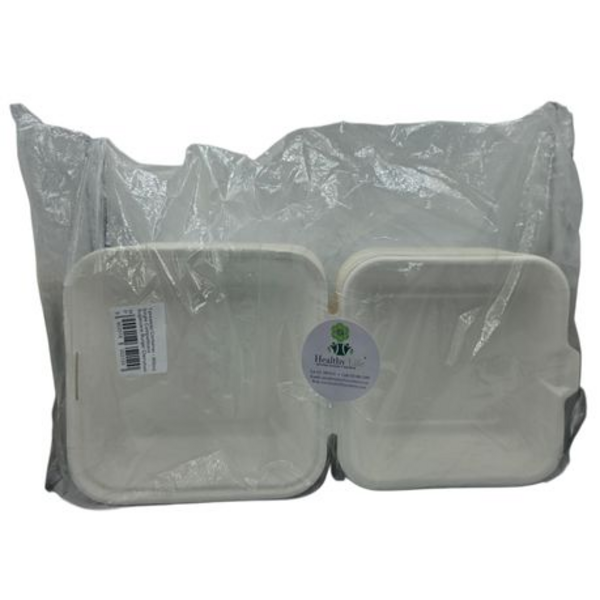 Sugarcane Burger Clamshell Eco 800ml Single Comp 14cm - 50 Pack - Image 3
