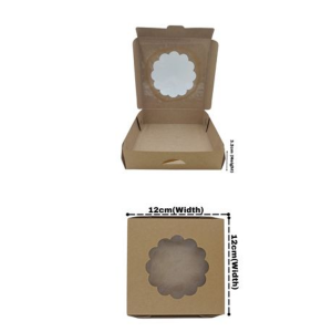 Kraft Small Quiche Boxes with PLA Window - 12cm - 25 Pack