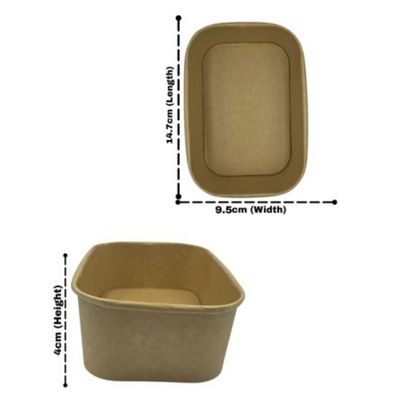 Kraft Rectangle Salad Bowl 750ml - 50 Pack