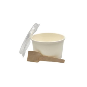 Ice Cream Tub White /7cm Ice Cream Scoop With Flat Lid - 90ml - 25 pack