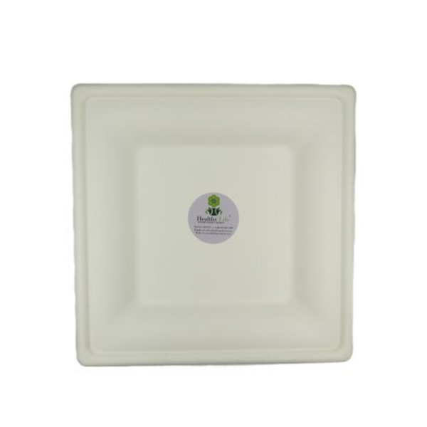 Sugarcane Square Plate Eco-Friendly - 26cm - Pack of 50 - Image 8