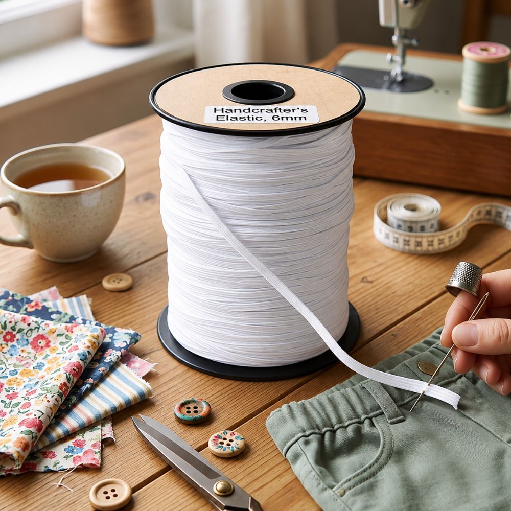 White Elastic Roll 6mm x 250m - Durable and Flexible - Image 9