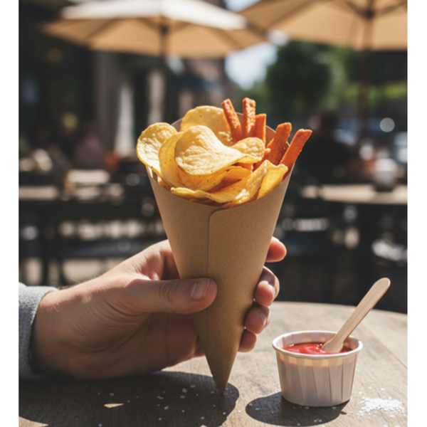 Kraft Chip Cone Small - Takeaway Packaging - 100 Pack - Image 2