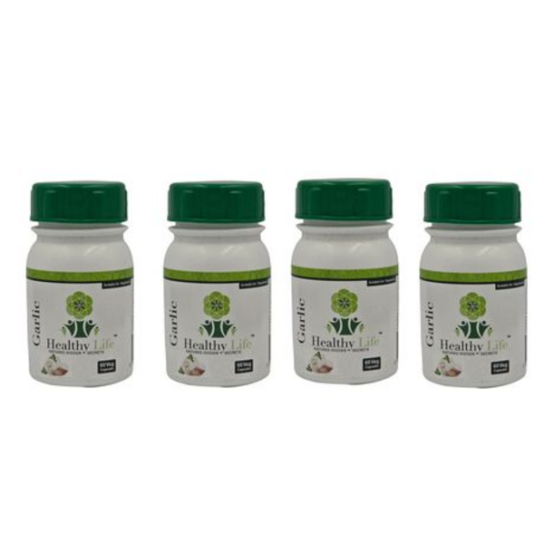 Healthy Life Odourless Garlic 500mg 60 Capsules-Heart Health Support-4-Pack