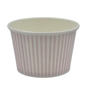 Ice Cream Tub - Pink Striped Disposable Paper Cup 250ml - 50 Pack