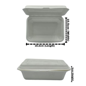 Sugarcane Eco Clamshell Containers 450ml - 50 Pack