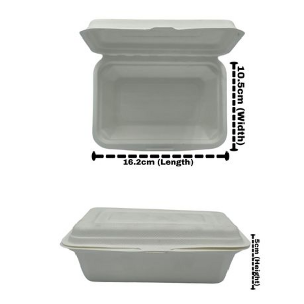 Sugarcane Eco Clamshell Containers 450ml - 50 Pack