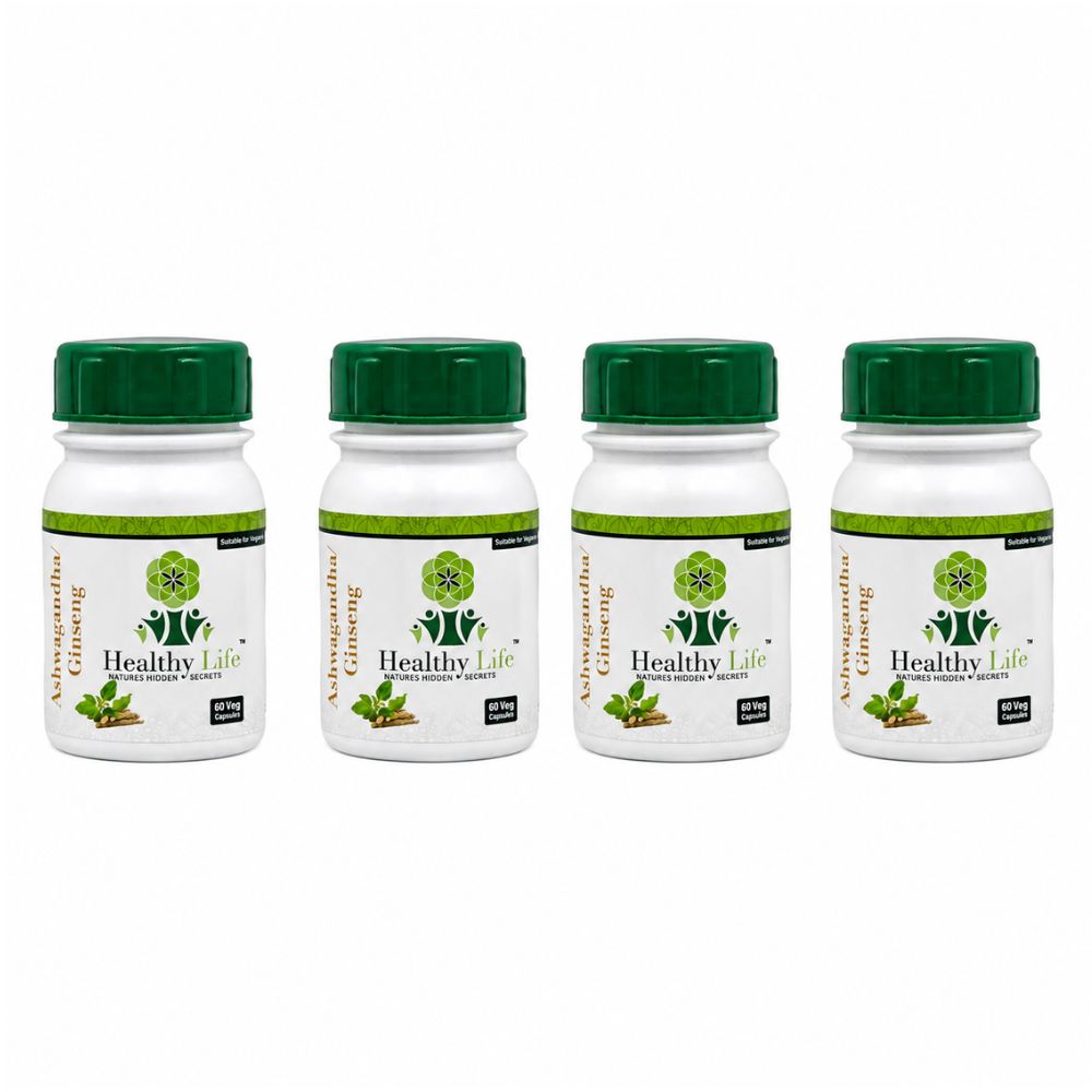 Healthy Life Ashwagandha/ Ginseng Capsules 500mg - 60's x 4