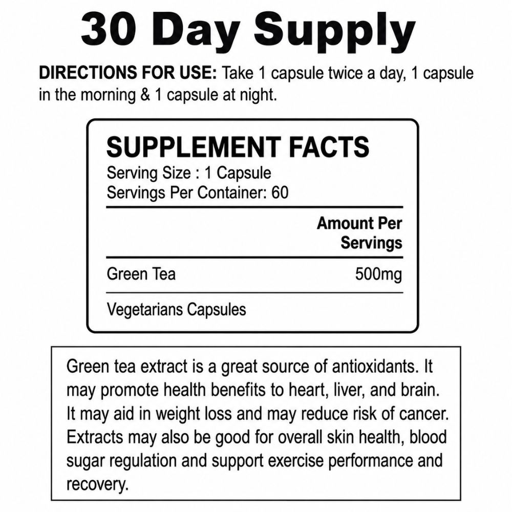 Healthy Life Green Tea Capsules 500mg - 60 - Image 7