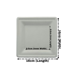 Sugarcane Plates Square Eco Disposable 16cm - 100 Pack
