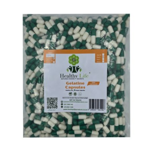 Healthy Life- Green and White Empty GELATIN Capsules Size 0- 1000 Pack