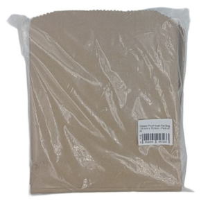 Kraft Flat Greaseproof Bags - 18.5 x 16.5cm Disposable Food Bags - 25 Pack