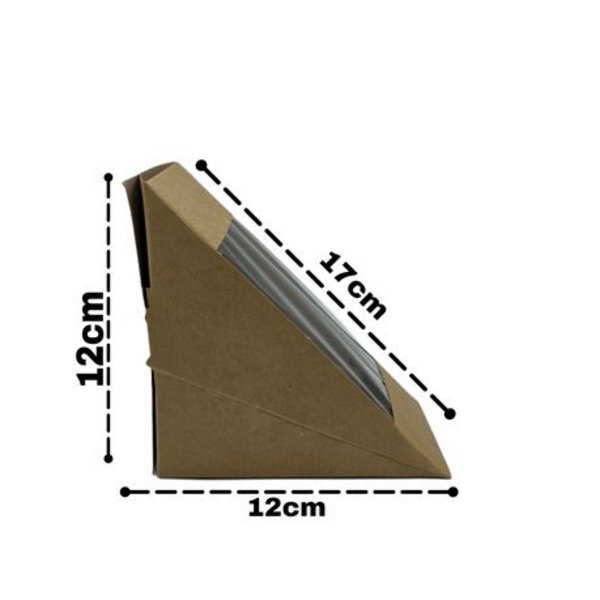 Kraft Sandwich Wedge 4 Slice - PLA Window, 12 x 7.5cm - 25 Pack - Image 4