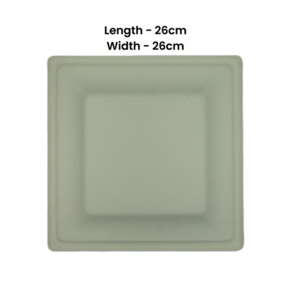 Sugarcane Square Plate Eco-Friendly - 26cm - Pack of 50 - Image 2