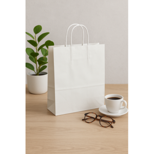 Reusable White Bag with Twist Handles - 115gsm Gusseted - 50 Pack