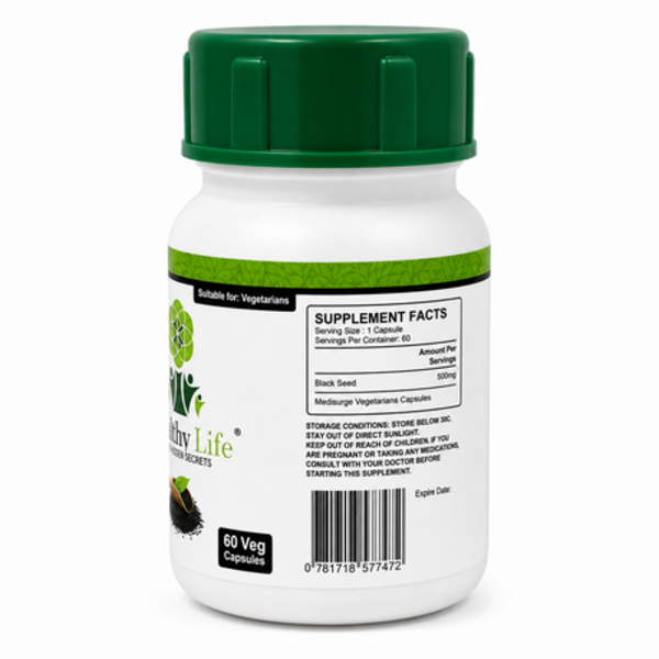Black Seed Extract 500mg 60 Capsules - Immune & Antioxidant Support -3-Pack - Image 4