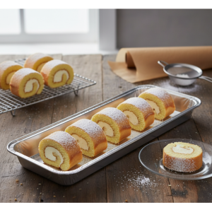 Healthy Life-Mini Strudel/Swiss Roll Foil Tray-500ml- 50 Pack