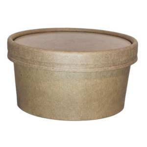 Kraft Paper Ice Cream Tubs with Fit Lid 180ml - 50 Pack