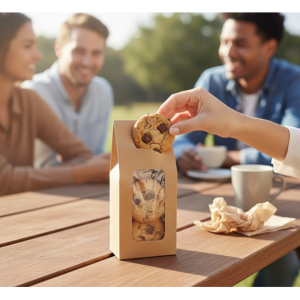 Kraft Cookie Box Medium Size with PLA Window - Eco-Friendly - 50 Pack