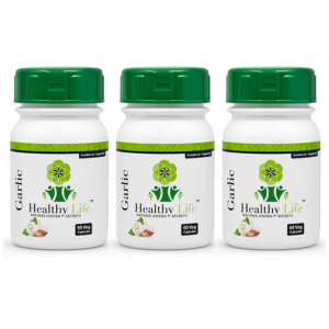 Healthy Life Odourless Garlic 500mg 60 Capsules-Heart Health Support-3-Pack