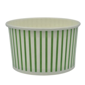 Ice Cream Tub 150ml - Green Striped Disposable Paper Cup - 50 Pack