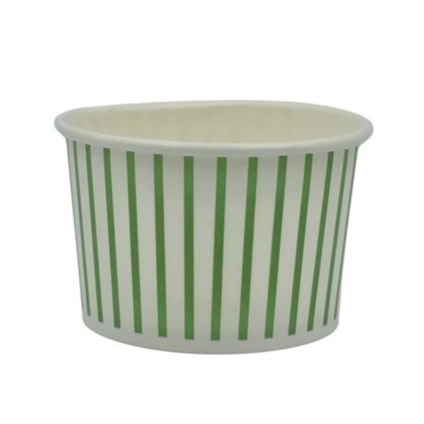 Ice Cream Tub 90ml - Green Striped Disposable Paper Cup