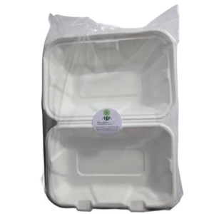 Sugarcane Clamshell Eco Takeaway Container 900ml Single Comp - 50 Pack