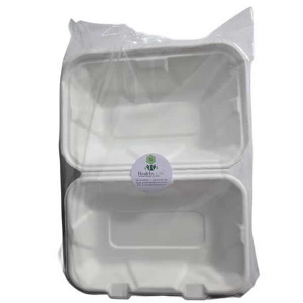Sugarcane Clamshell Eco Takeaway Container 900ml Single Comp - 50 Pack