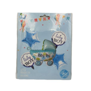 Blue Baby Shower Balloon Bouquet- 5 Pieces