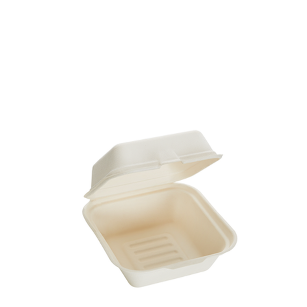 Sugarcane Burger Clamshell Eco 800ml Single Comp 14cm - 50 Pack - Image 4