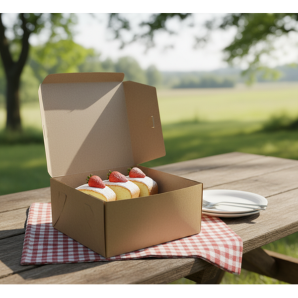 Kraft Cake Packaging - Medium 17.5cm Recyclable Bakery Boxes - 50 Pack